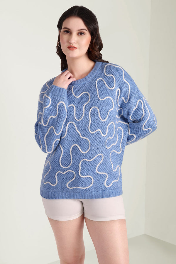 Twist of West Knitted Sweater in Blue - Myra USA