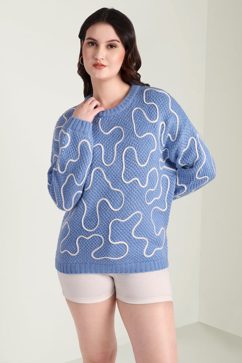 Twist of West Knitted Sweater in Blue - Myra USA