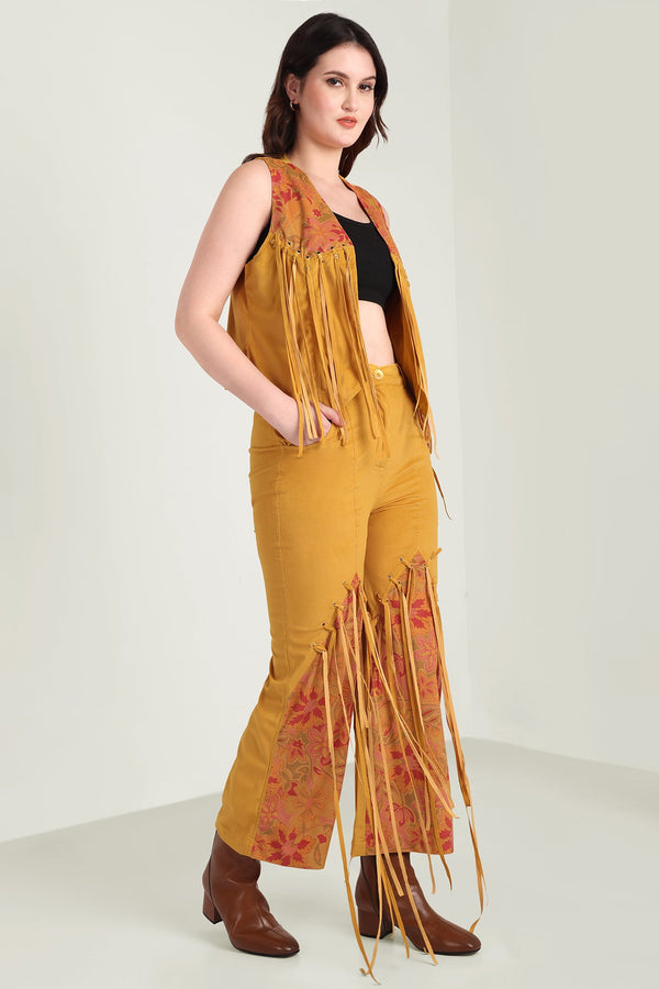 The Jolene Fringe Two Piece Set in Saddle Gold - Myra USA