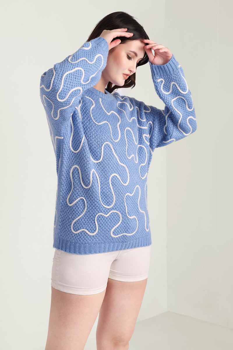 Twist of West Knitted Sweater in Blue - Myra USA