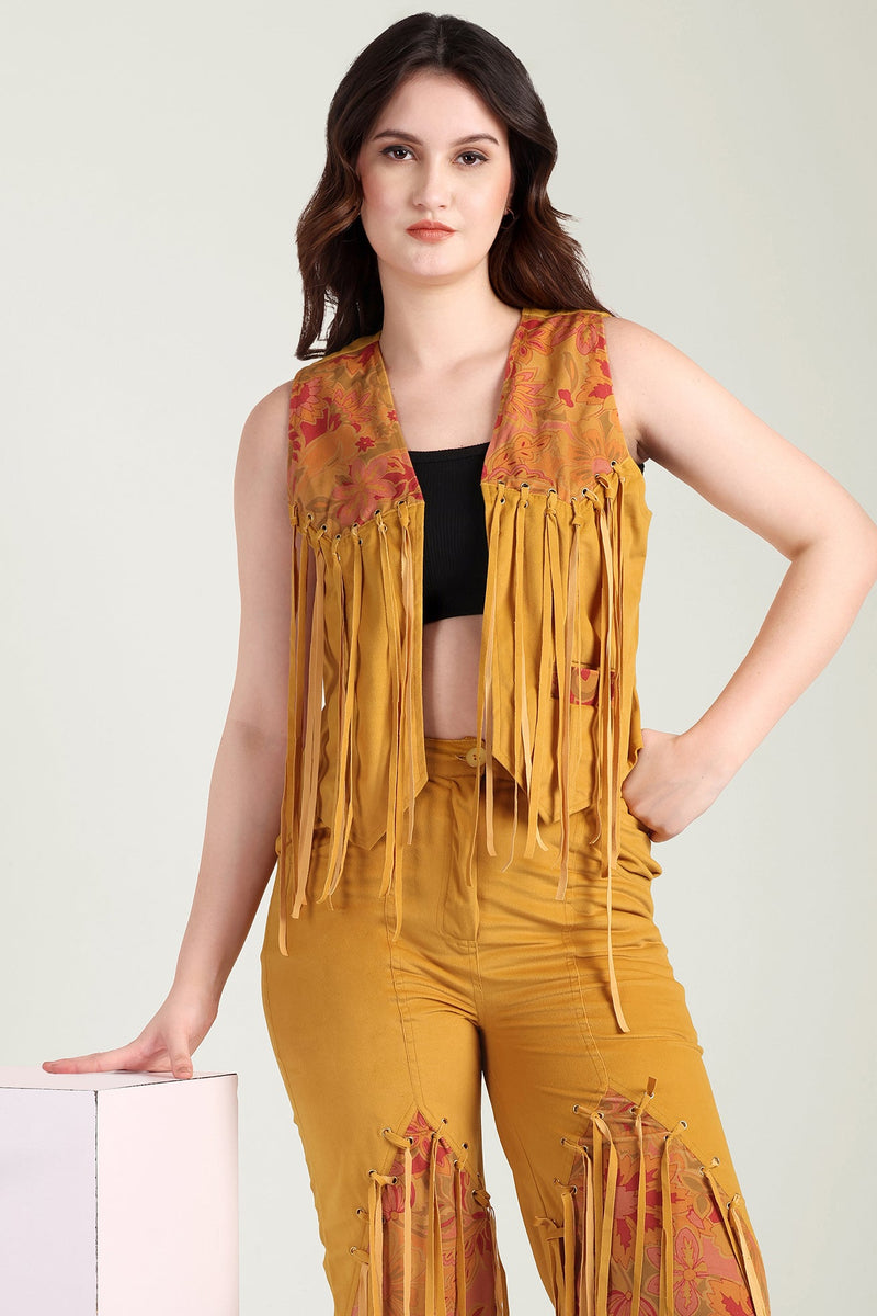 The Jolene Fringe Two Piece Set in Saddle Gold - Myra USA