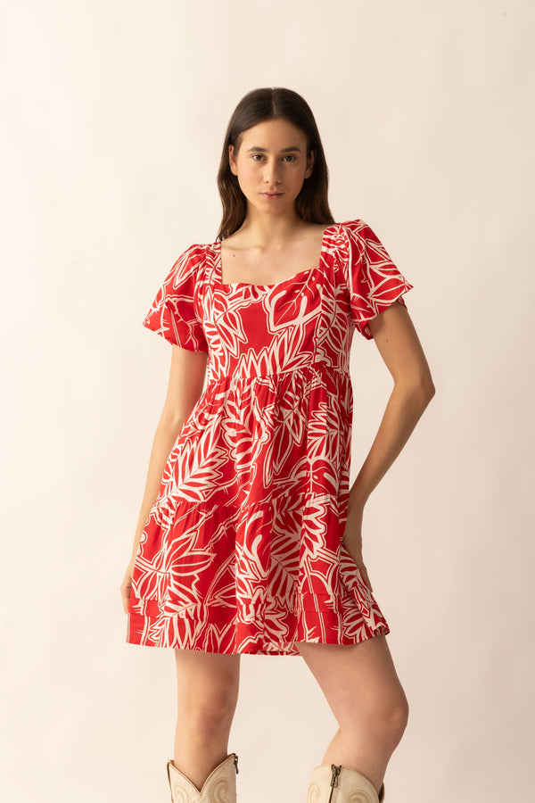 Lily's Cove Empire Waist Dress  In Red