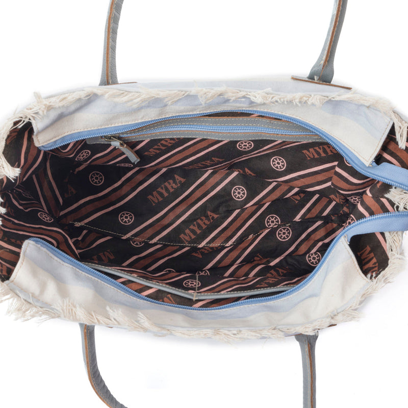 Saint Tropez Tote Bag In White & Sky Blue