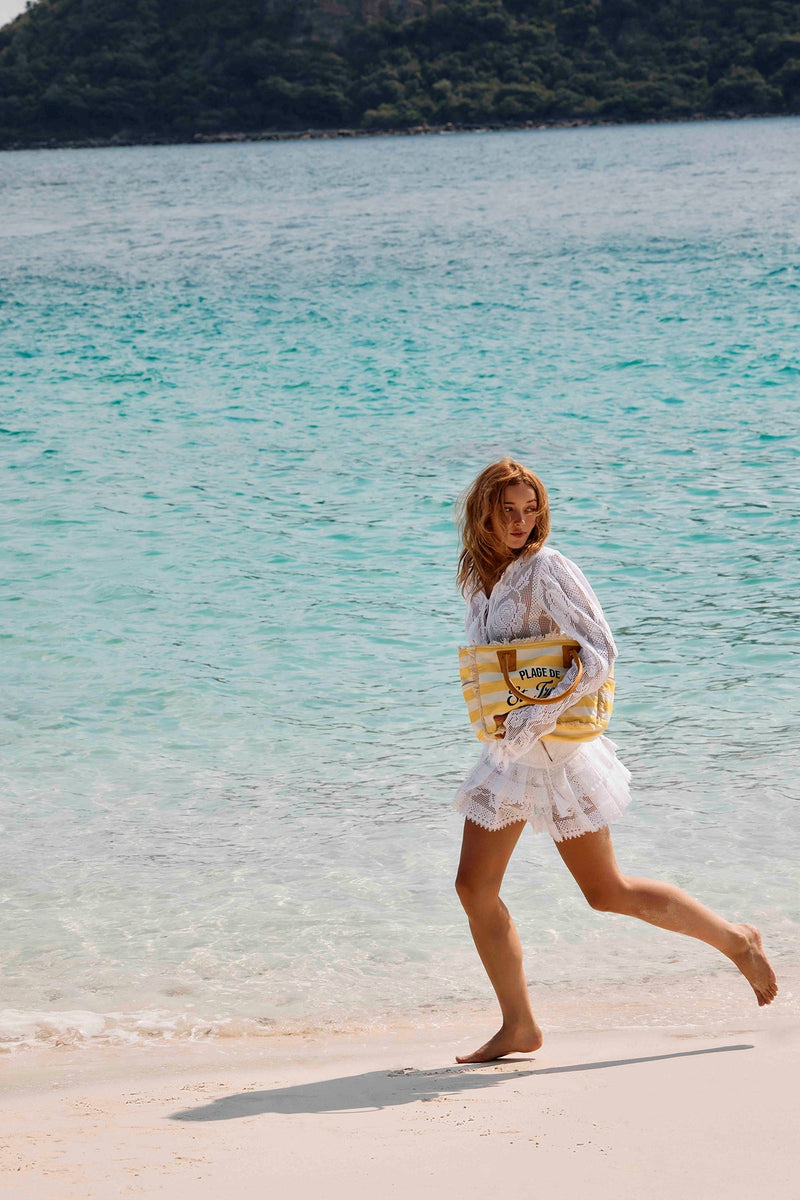 Saint Tropez Tote Bag In Yellow & White