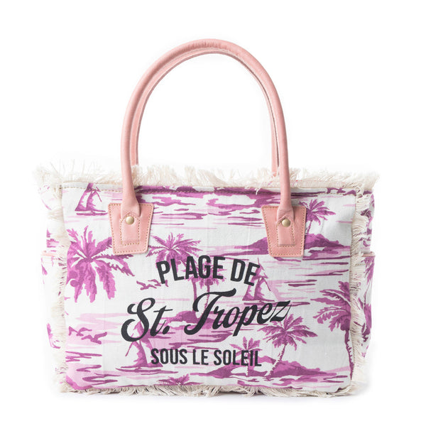 Saint Tropez Tote Bag In White & Purple