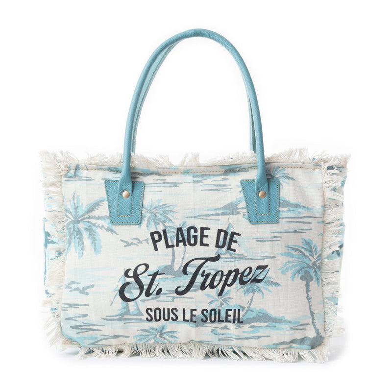 Saint Tropez Tote Bag In Green & White