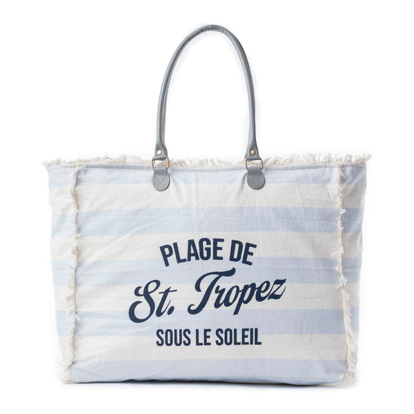 Saint Tropez Weekender Bag In White & Sky Blue
