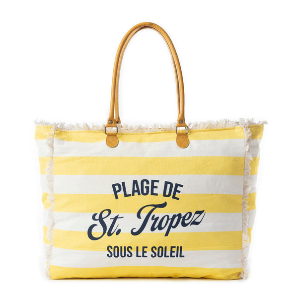 Saint Tropez Weekender Bag In Yellow & White