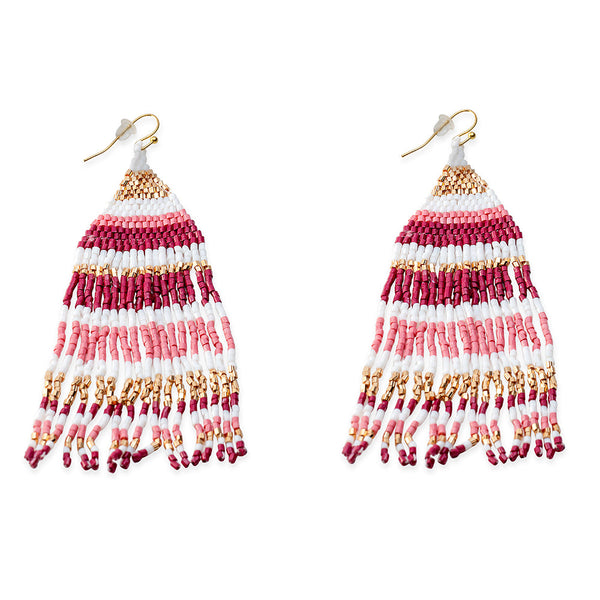 Nanna's Skirt Beaded Earrings In Red