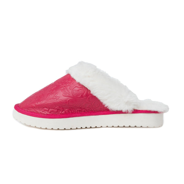 Snowdrift Embossed Leather Slippers in Pink - Myra USA