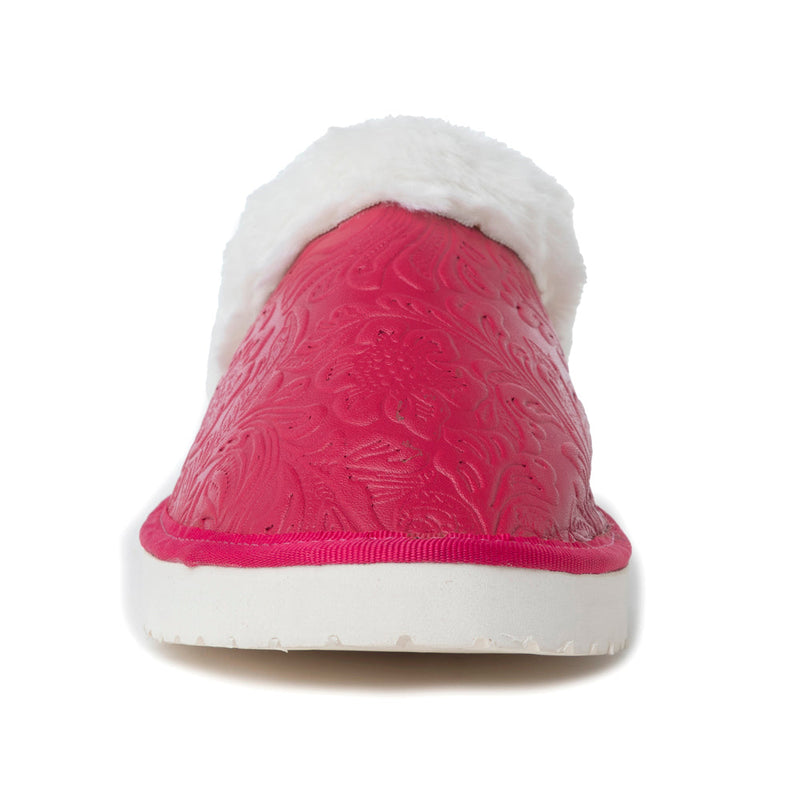 Snowdrift Embossed Leather Slippers in Pink - Myra USA