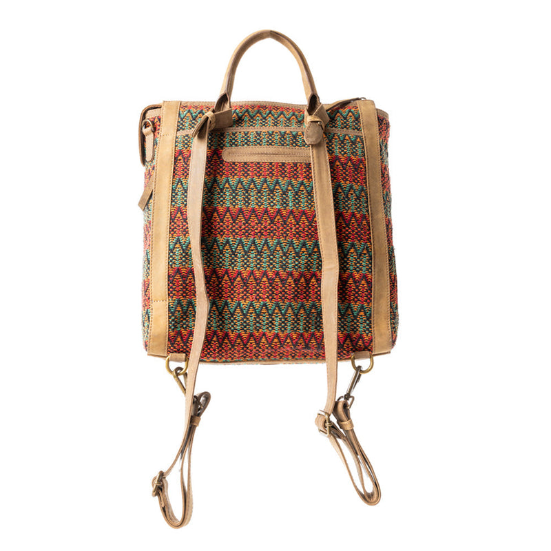 Terracotta Trails Rug Leather Backpack in Desert Sage