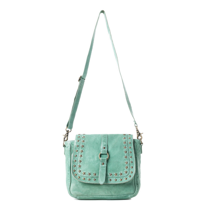 Western Scout Leather Crossbody Bag in Turquoise
