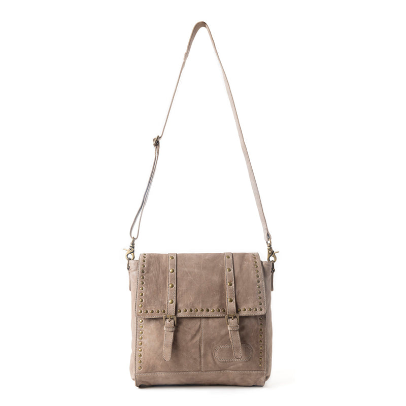 Western Rune Leather Crossbody Bag in Ashwood Tan