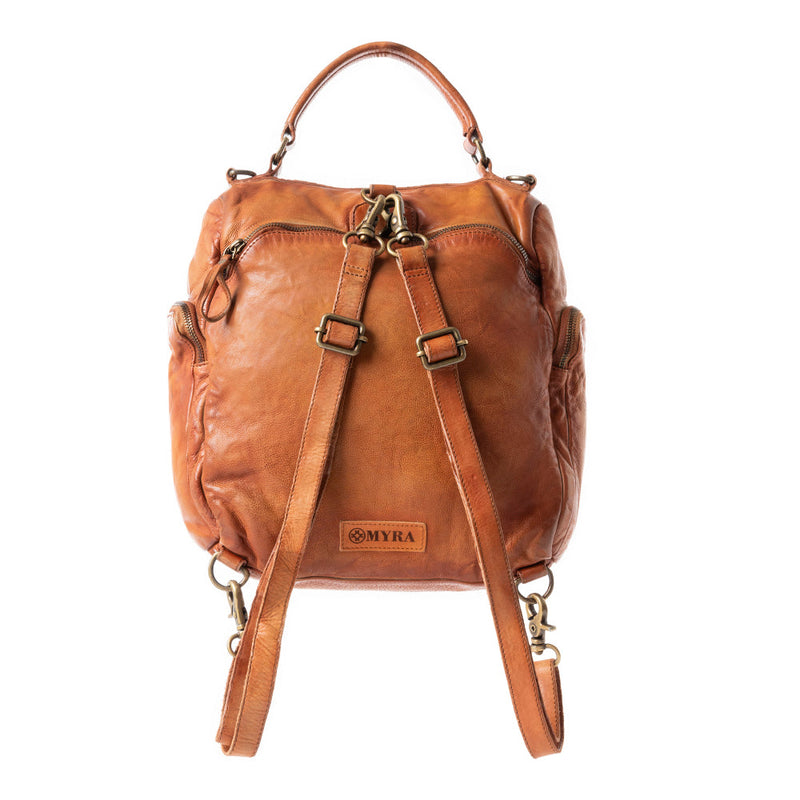 Trek Terra Leather Backpack in Burnt Brown