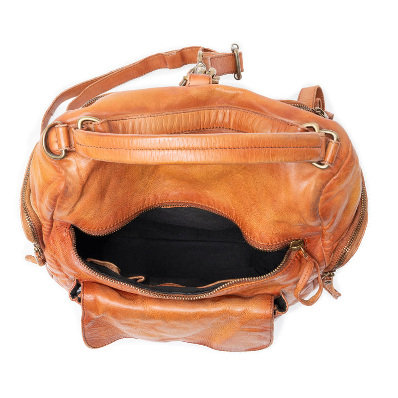 Trek Terra Leather Backpack in Burnt Brown