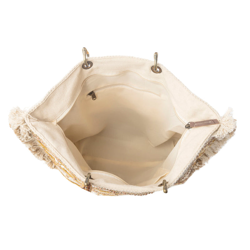 Solana Weave Hand Embroidered Weekender Bag in Sunlit Glow