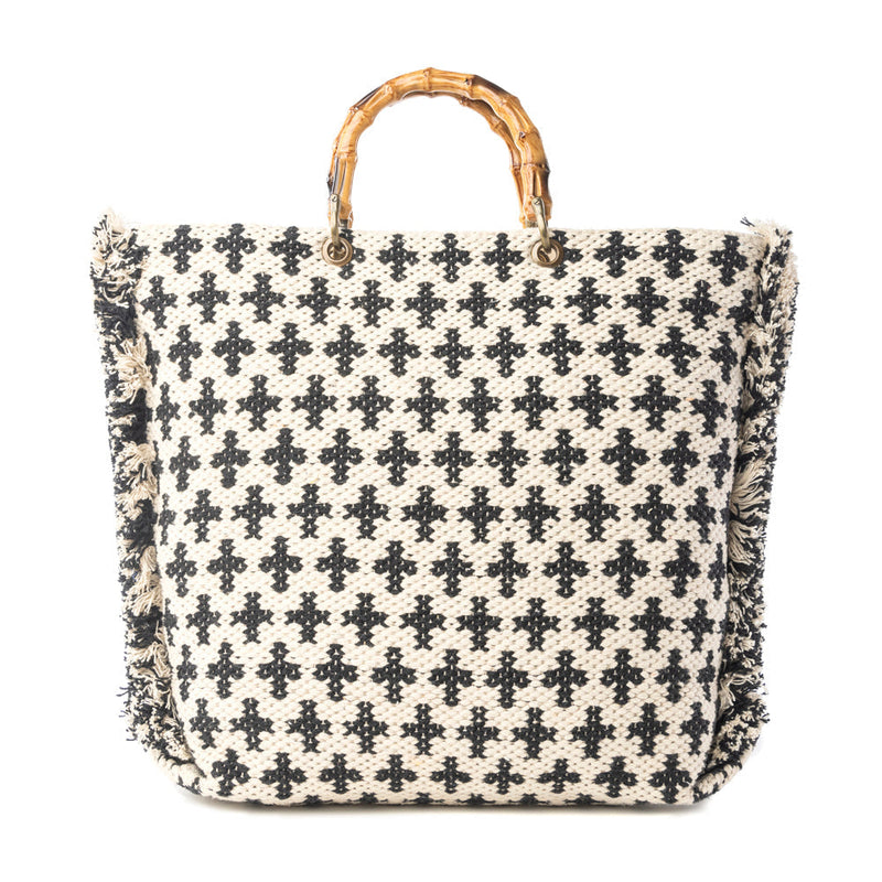 Starlit Loom Hand Embroidered Tote Bag in Twilight Sand