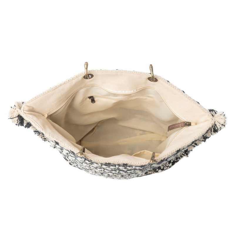 Starlit Loom Hand Embroidered Tote Bag in Twilight Sand