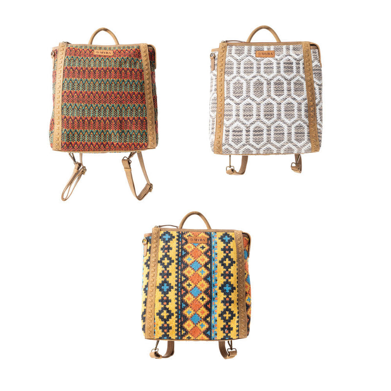 Terracotta Trails Rug Leather Backpack in Desert Sage