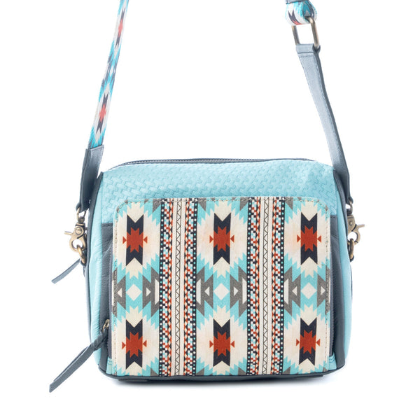 Pueblo Charm Aztec Crossbody Bag in Frontier Blue
