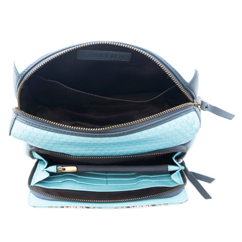 Pueblo Charm Aztec Crossbody Bag in Frontier Blue