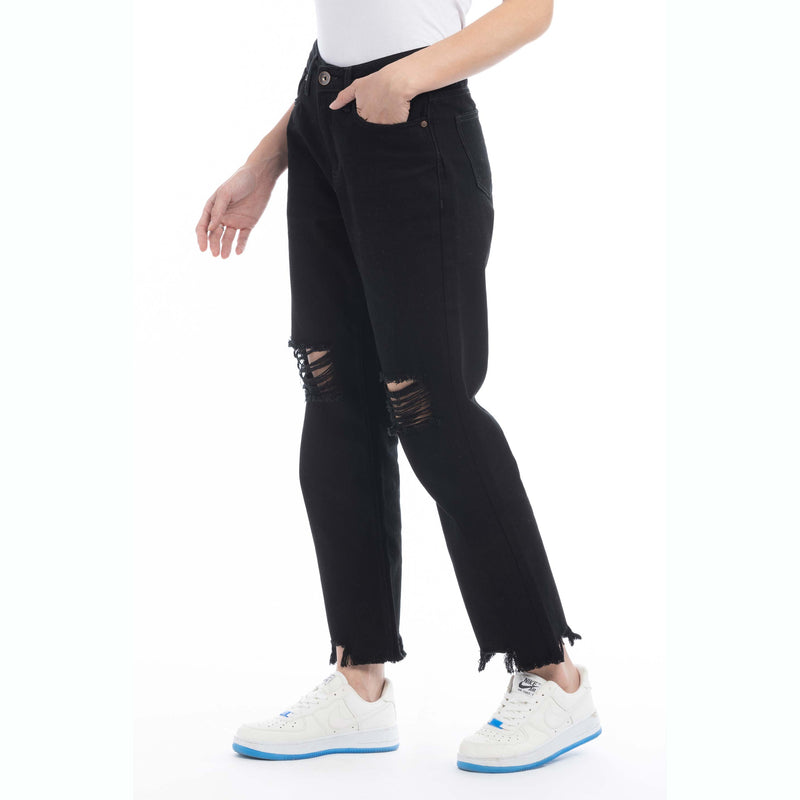Vickee Dark Wash Distressed Hem Jeans - Myra USA