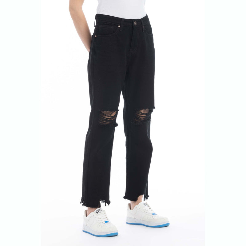 Vickee Dark Wash Distressed Hem Jeans - Myra USA